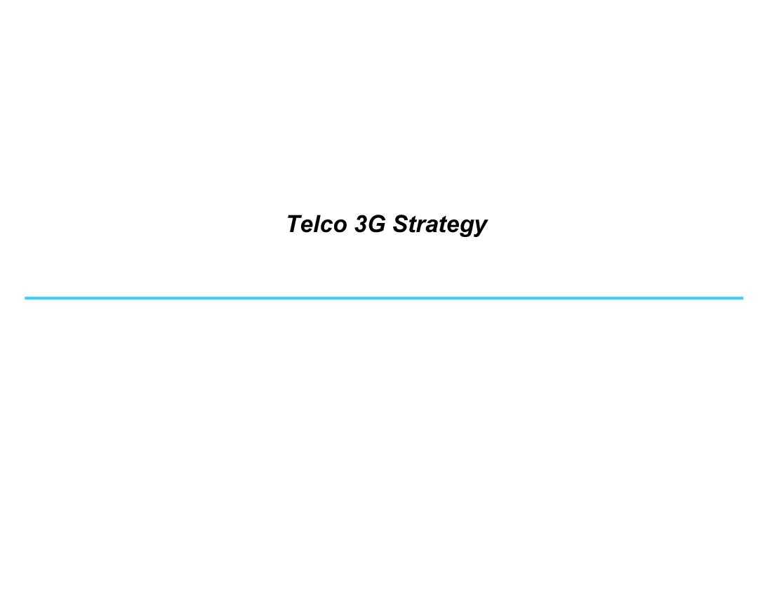 Telco 3G Strategy Report