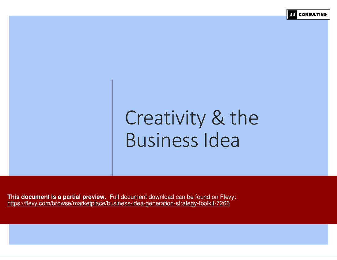 Business Idea Generation Strategy Toolkit (184-slide PowerPoint presentation (PPTX)) Preview Image