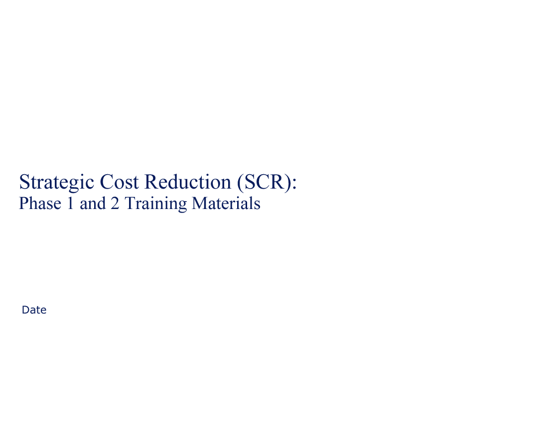 Strategic Cost Reduction Training