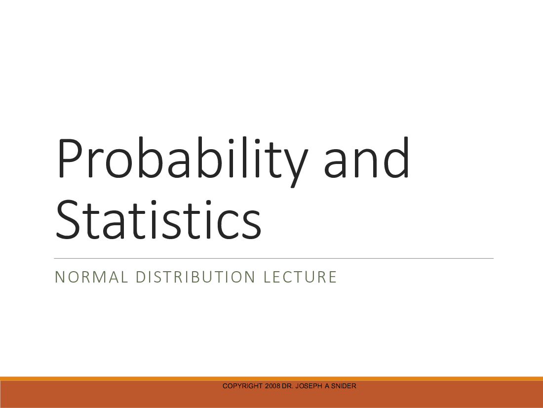 Normal Distribution Lecture () Preview Image
