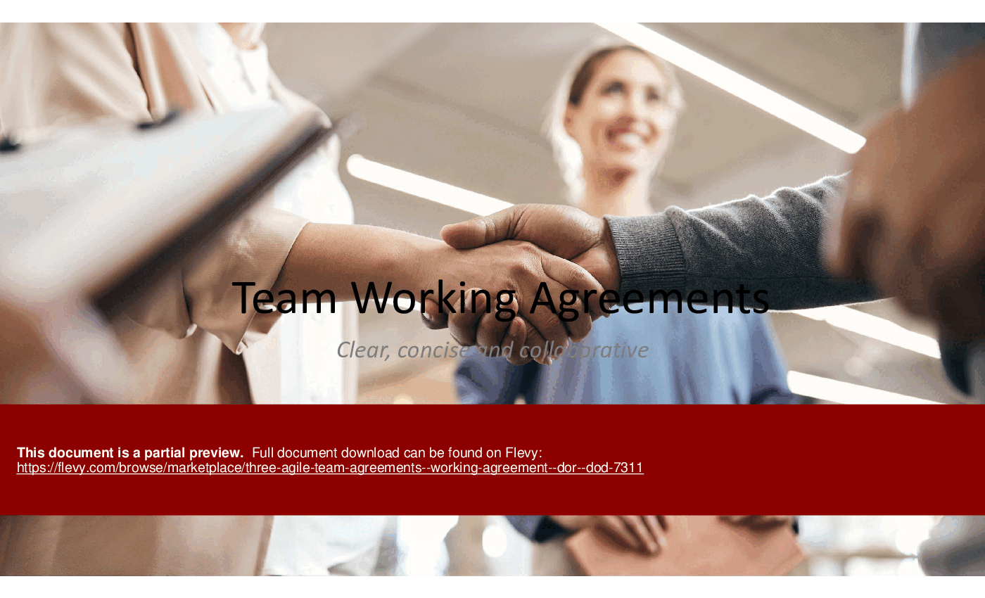 Three Agile Team Agreements - Working Agreement - DoR - DoD (47-slide PPT PowerPoint presentation (PPTX)) Preview Image