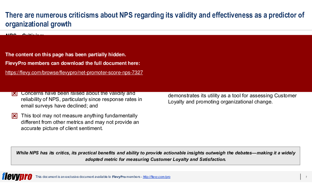 Net Promoter Score (NPS) (28-slide PowerPoint presentation (PPTX)) Preview Image