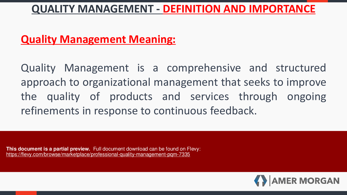 Professional Quality Management (PQM) (280-page PDF document) Preview Image