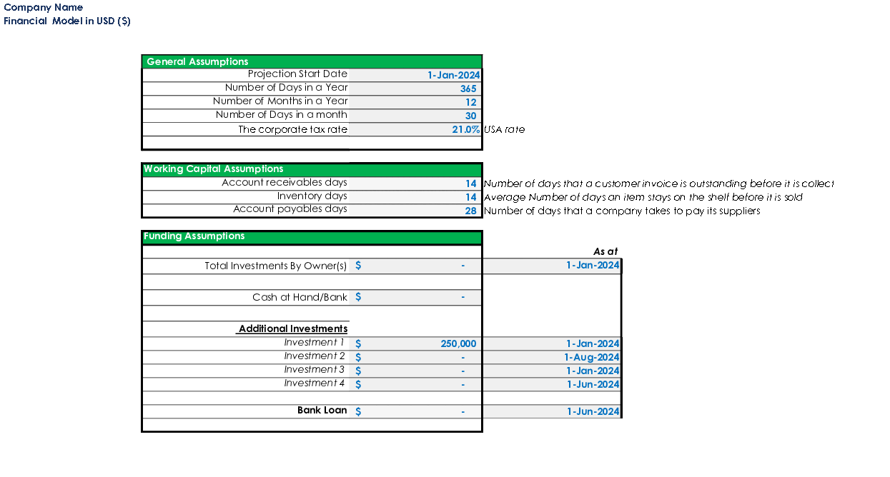 Financial Model Template - Assuming Several Products/Services (Excel template (XLSX)) Preview Image