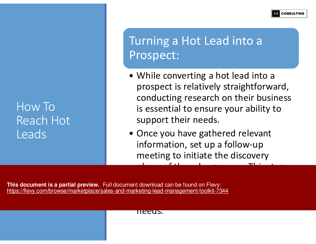 Sales and Marketing: Lead Management Toolkit (147-slide PowerPoint presentation (PPTX)) Preview Image