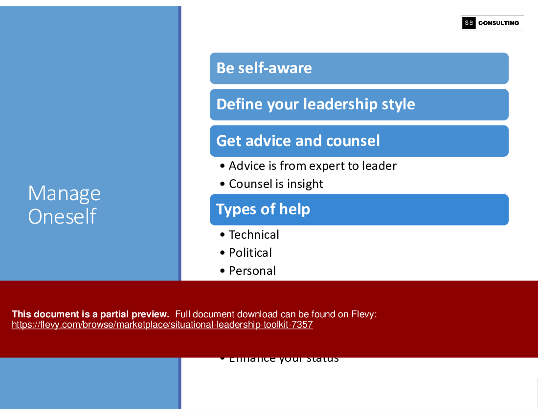 Situational Leadership Toolkit (175-slide PPT PowerPoint presentation (PPTX)) Preview Image