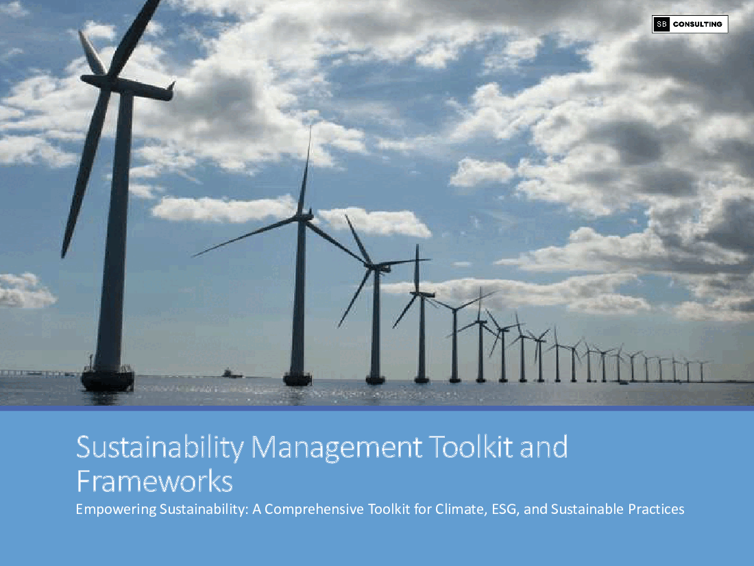 Sustainability Management Toolkit and Frameworks