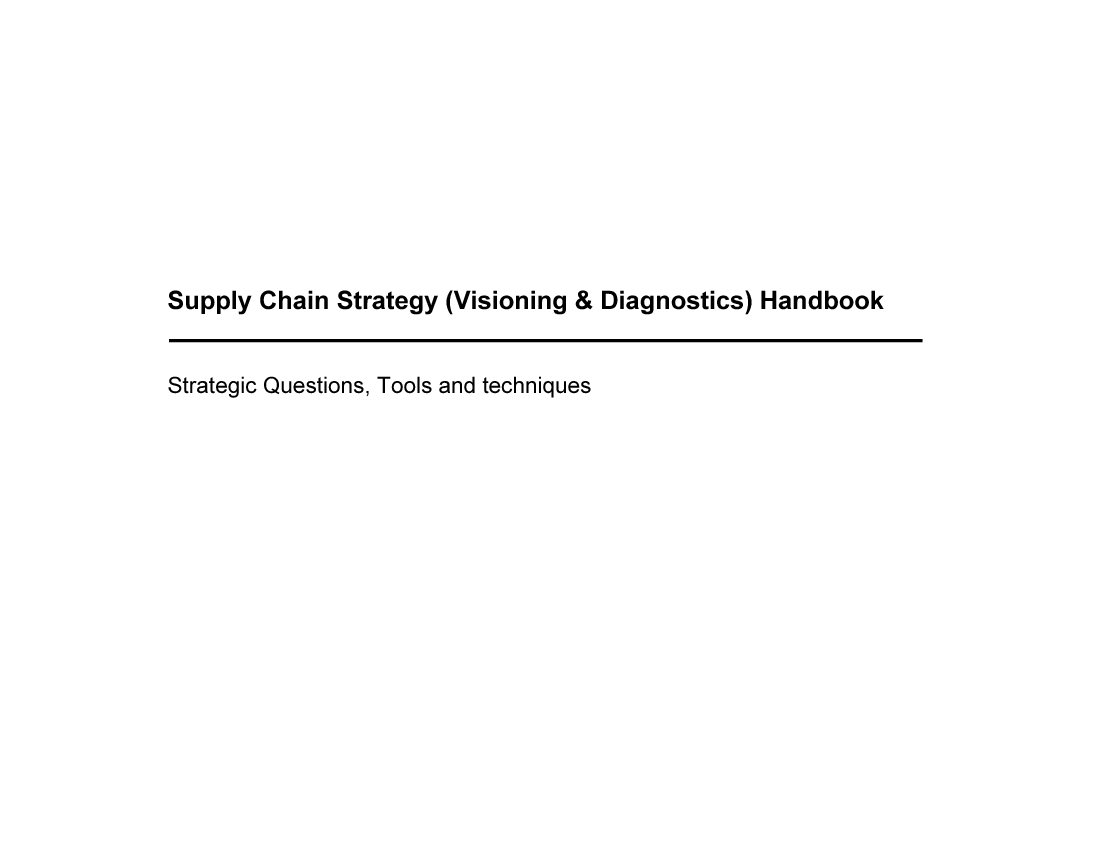Supply Chain Strategy Tools & Techniques