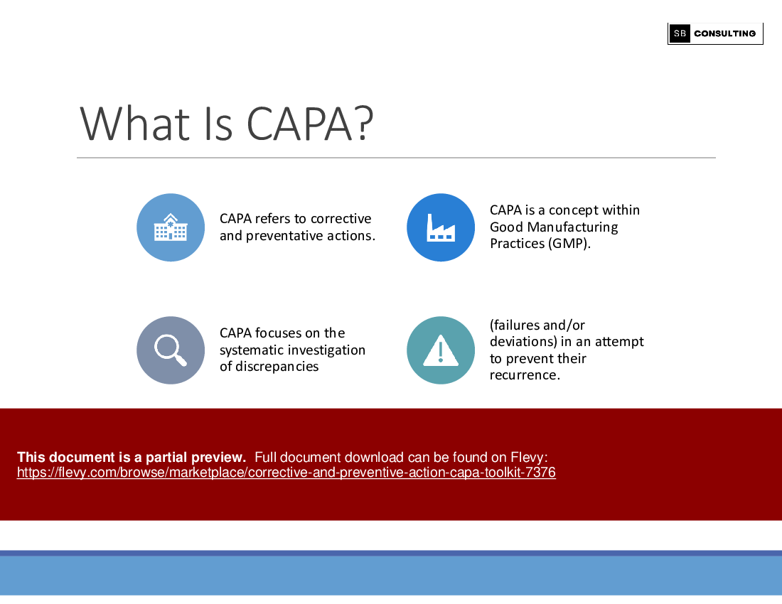 Corrective and Preventive Action (CAPA) Toolkit (129-slide PPT PowerPoint presentation (PPTX)) Preview Image