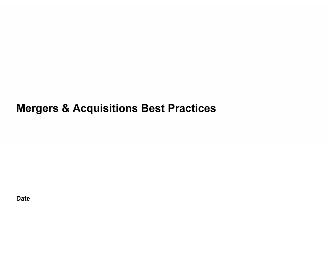 Mergers, Acquisitions Best Practices