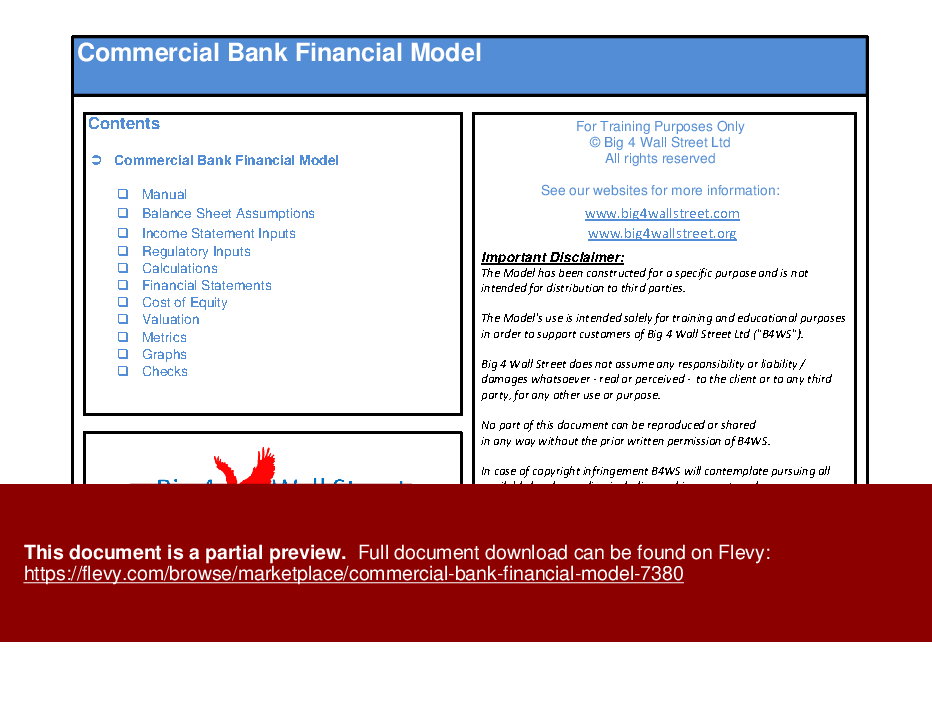 Commercial Bank Financial Model (Excel template (XLSM)) Preview Image