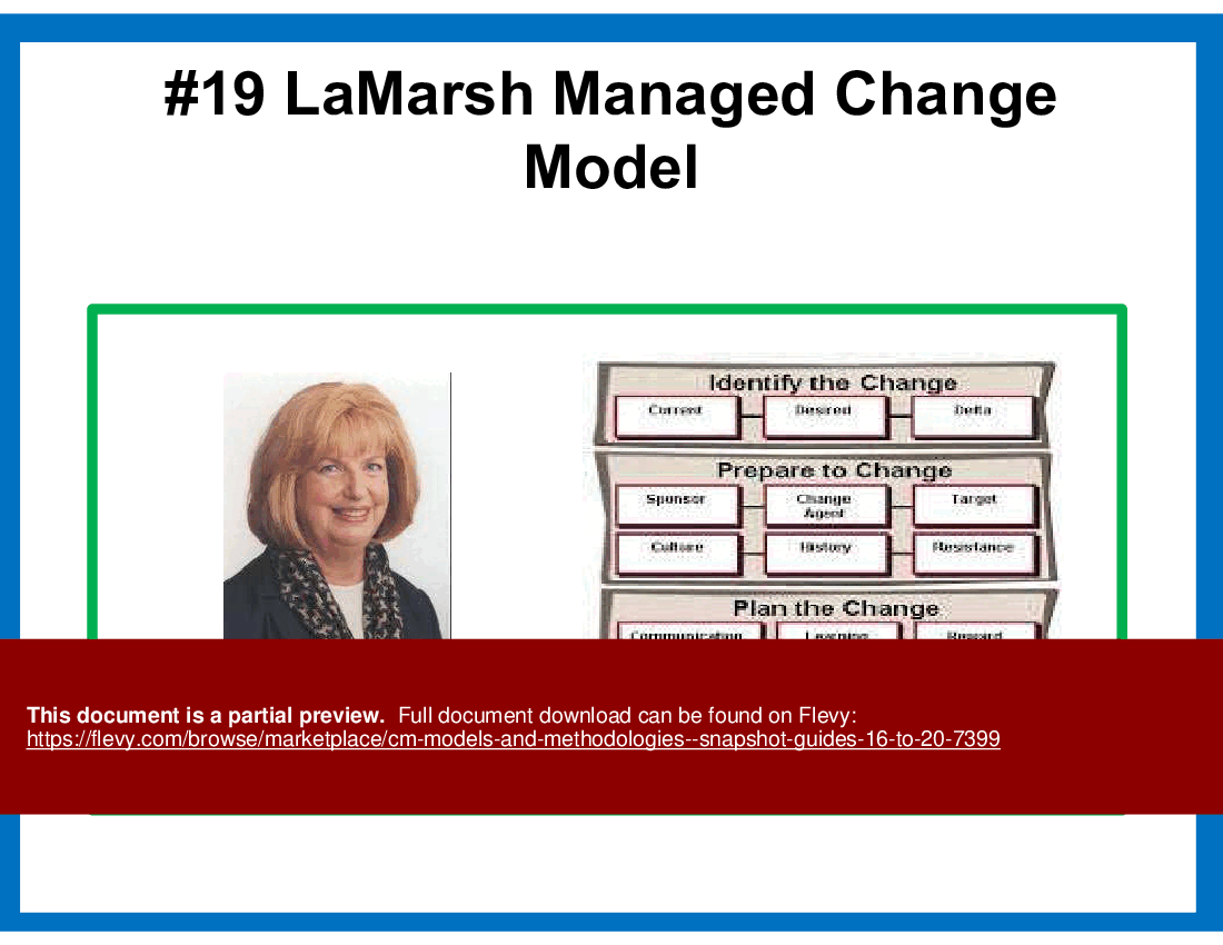 Change Management Models & Methodologies – Snapshot Guides 16-20 (19-slide PPT PowerPoint presentation (PPT)) Preview Image