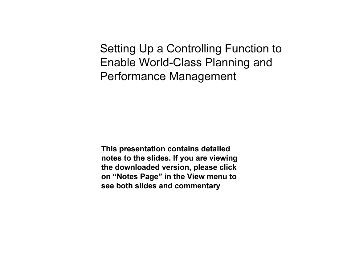 This is a partial preview of World Class Planning & Performance Management (43-slide PowerPoint presentation (PPT)). Full document is 43 slides. 