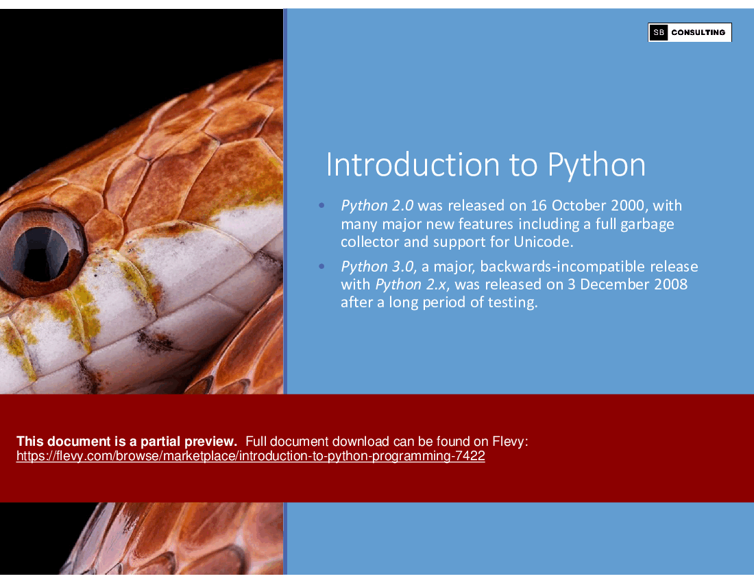 Introduction To Python Programming (151-slide PPT PowerPoint presentation (PPTX)) Preview Image