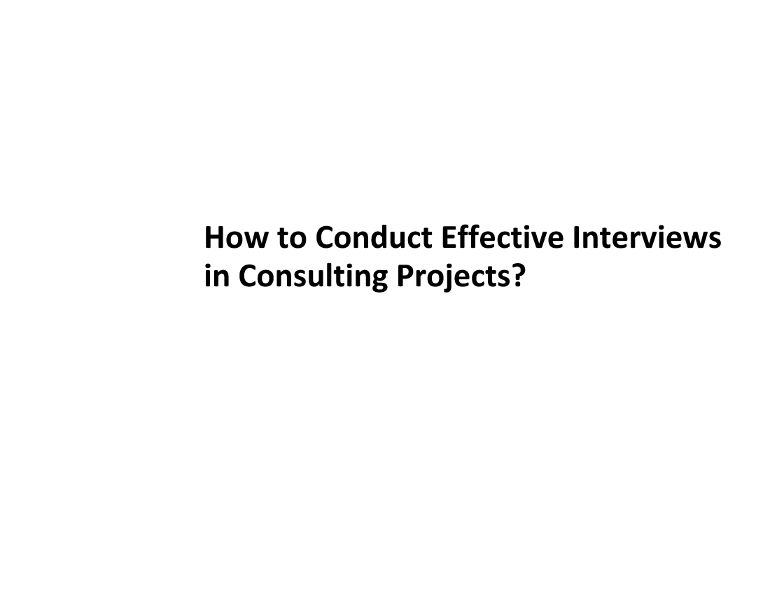 How to Conduct Consulting Interviews