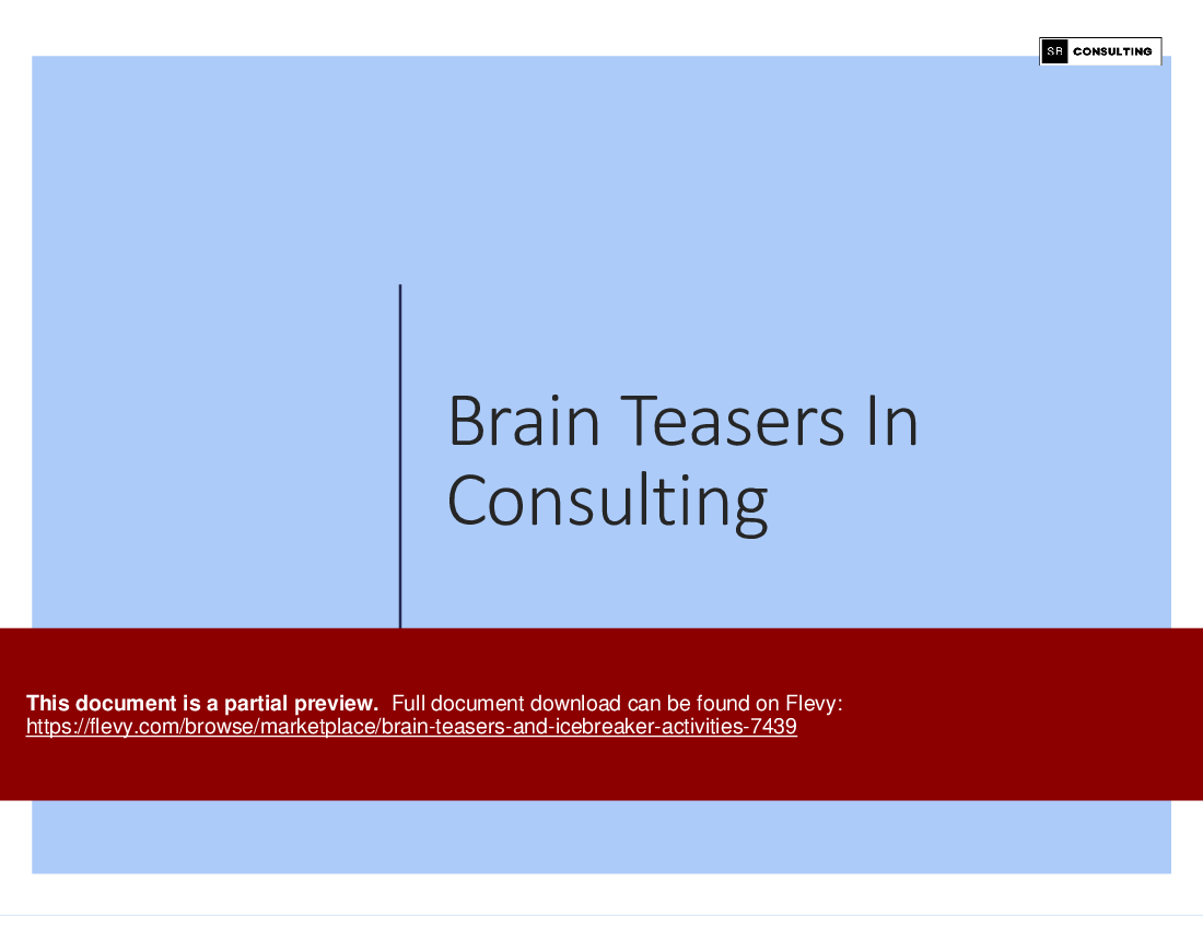 Brain Teasers and Icebreaker Activities (157-slide PowerPoint presentation (PPTX)) Preview Image