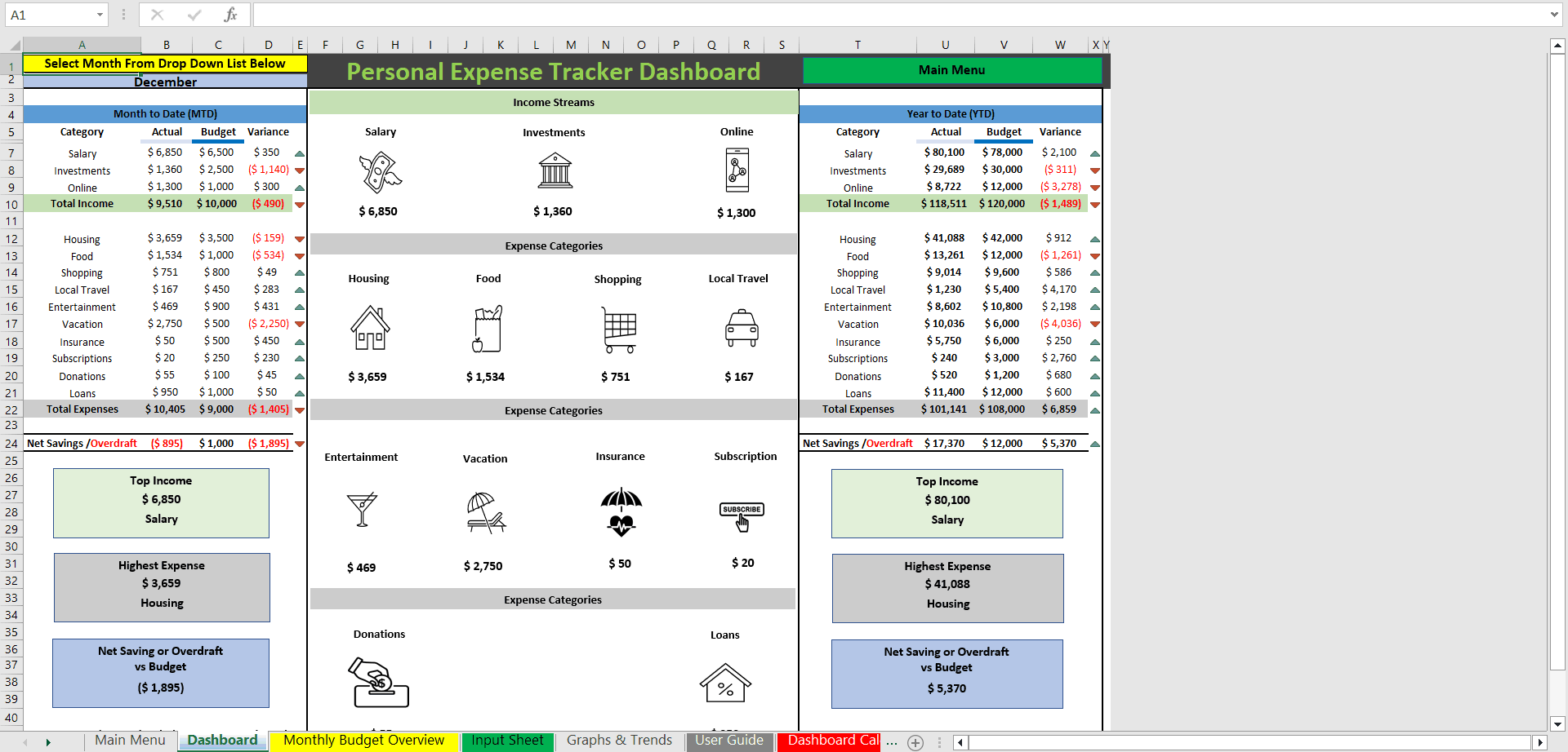 Effective Personal Expense Tracker (Excel template (XLSX)) Preview Image