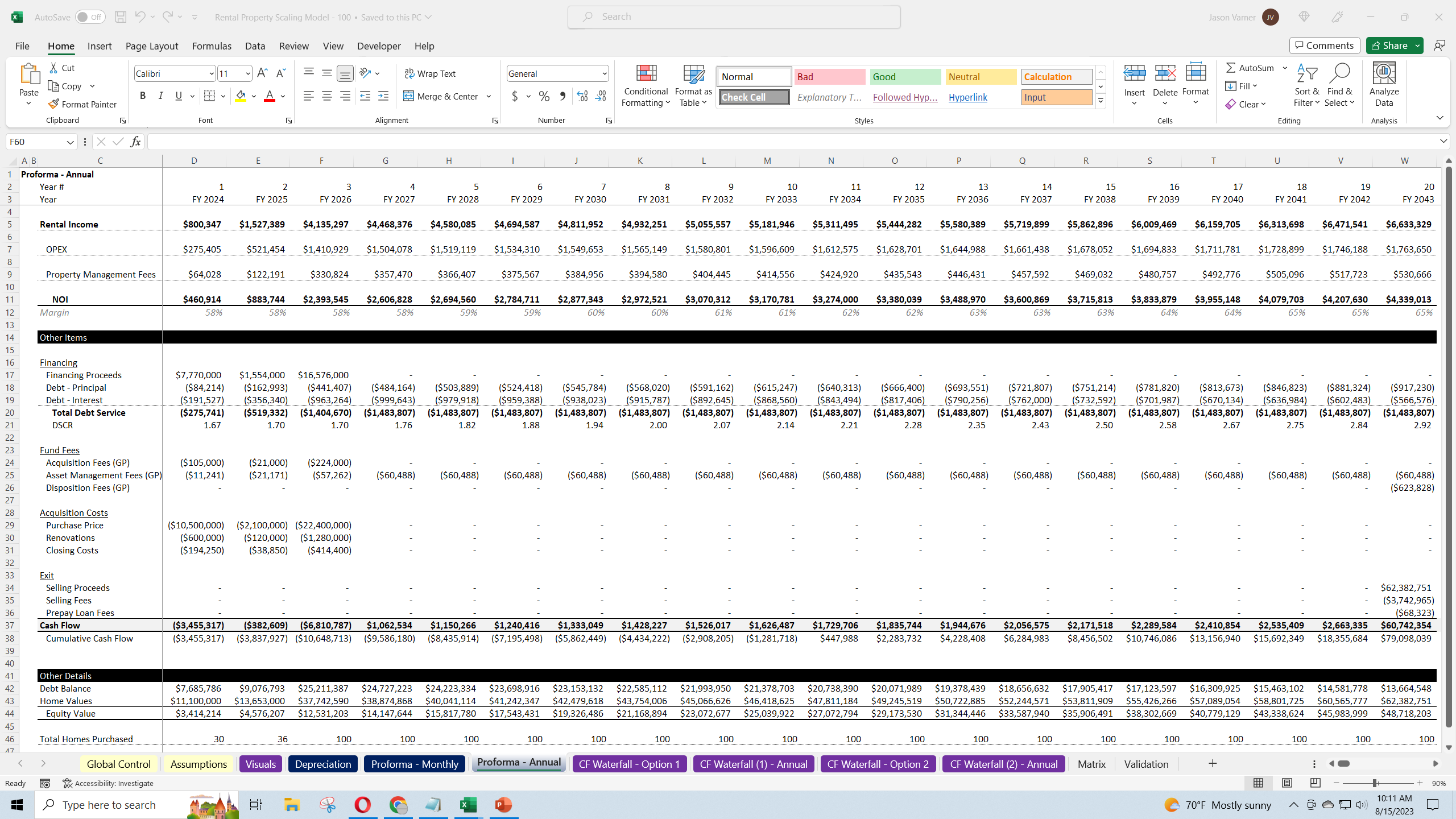 Acquire and Operate 100 Rental Properties: Feasibility Study (Excel template (XLSX)) Preview Image