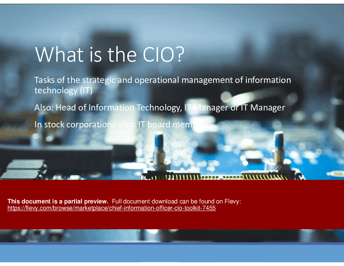 Chief Information Officer (CIO) Toolkit (261-slide PPT PowerPoint presentation (PPTX)) Preview Image
