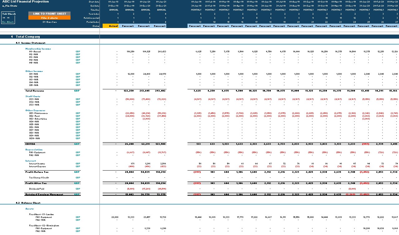 Membership-Based Business Financial Projection 3 Statement Analysis (Excel template (XLSX)) Preview Image