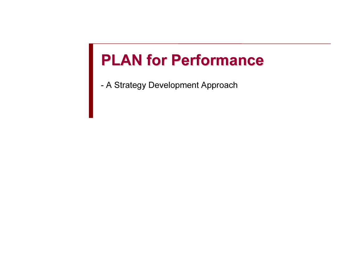 Plan for Performance Methodology