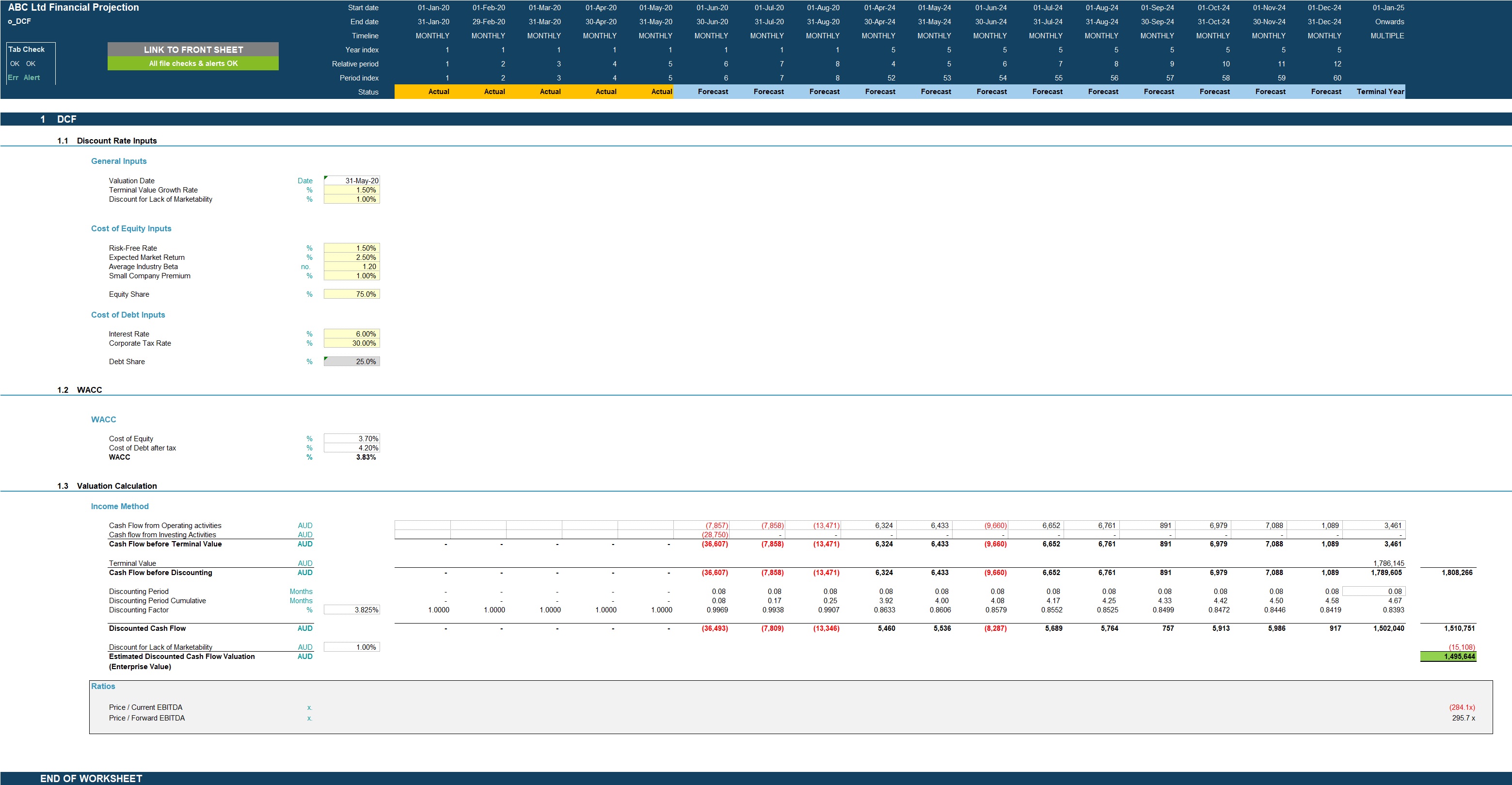 Generic Monthly 5-Year 3 Statement Rolling Financial Project (Excel template (XLSX)) Preview Image