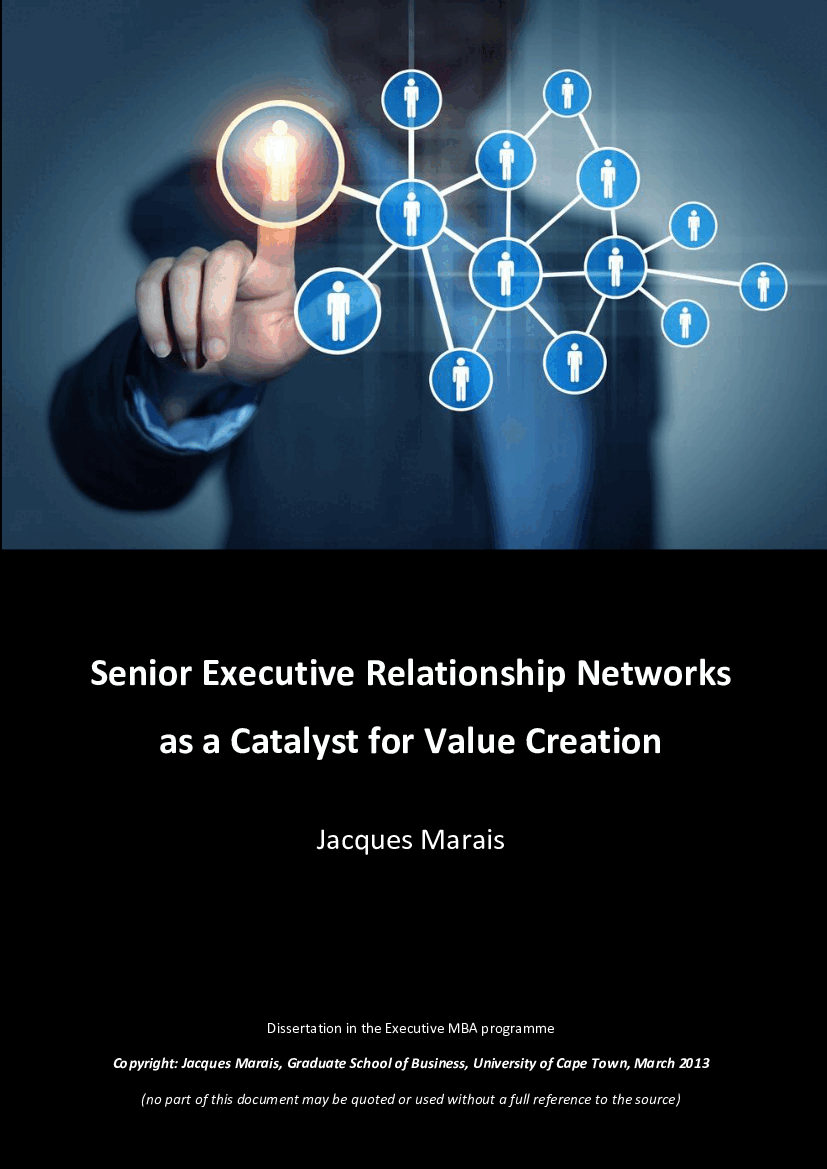 Senior Executive Relationship Networks - Catalyst for Value (111-page PDF document) Preview Image