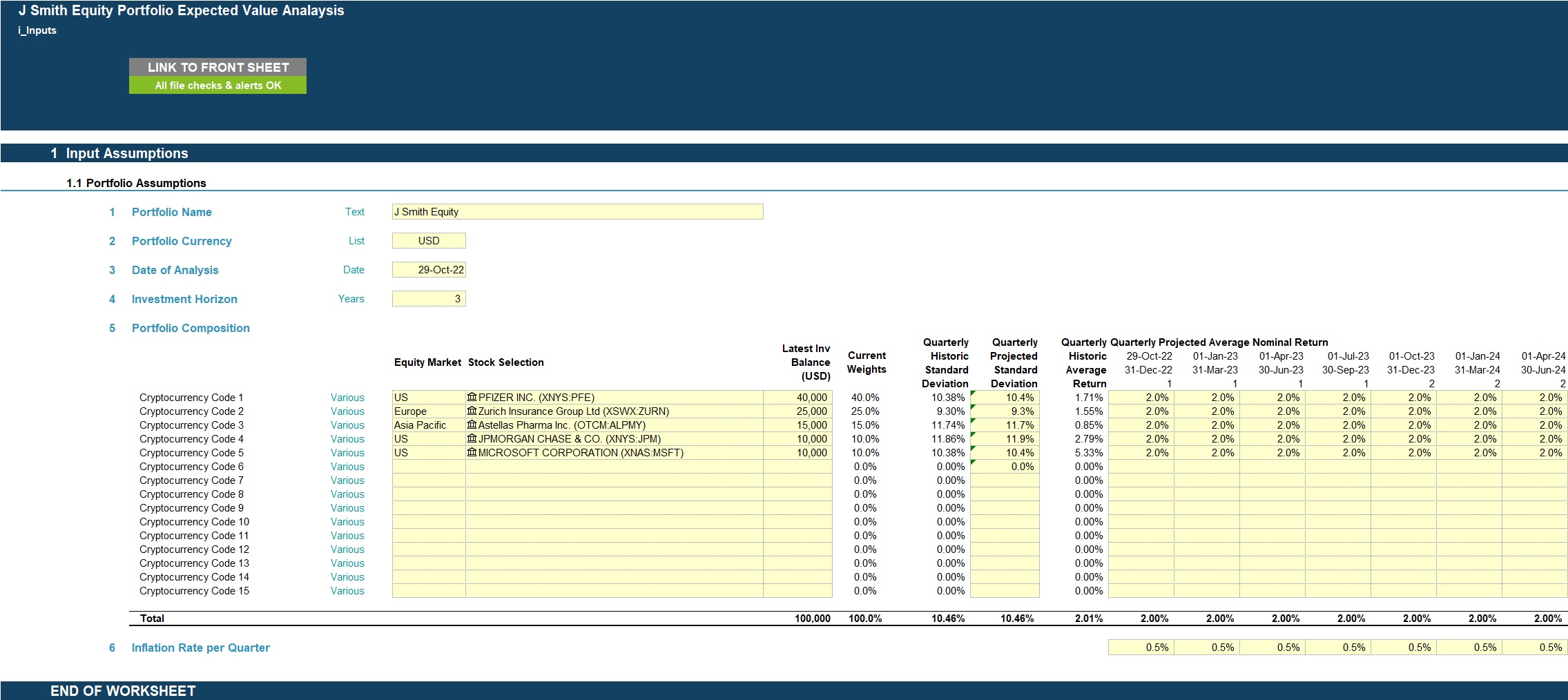 Equity Portfolio Monte Carlo Simulation Investment Return Calculator (Excel workbook (XLSX)) Preview Image