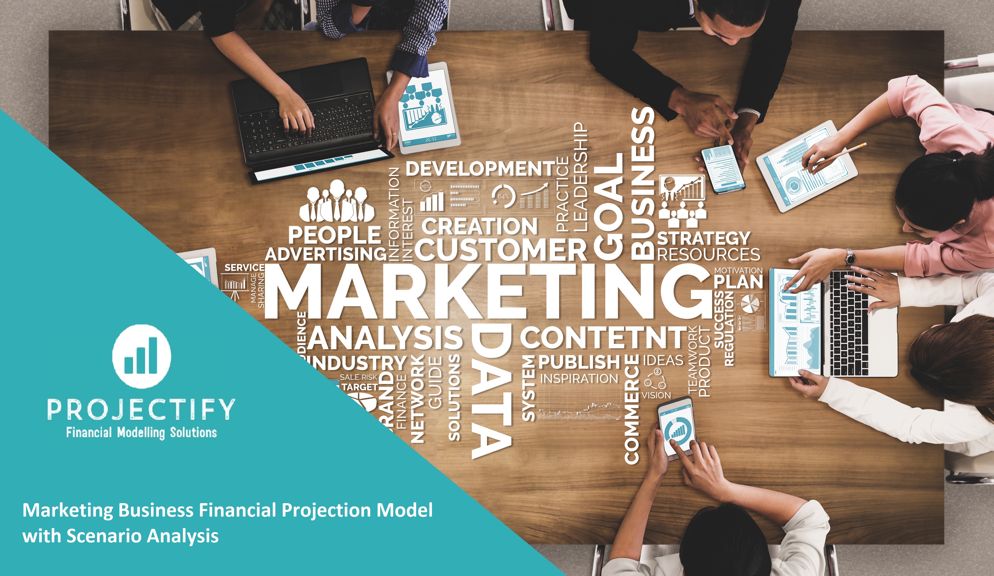 Marketing Business Financial Projection 3 Statement Model with Scenario Analysis (Excel template (XLSX)) Preview Image