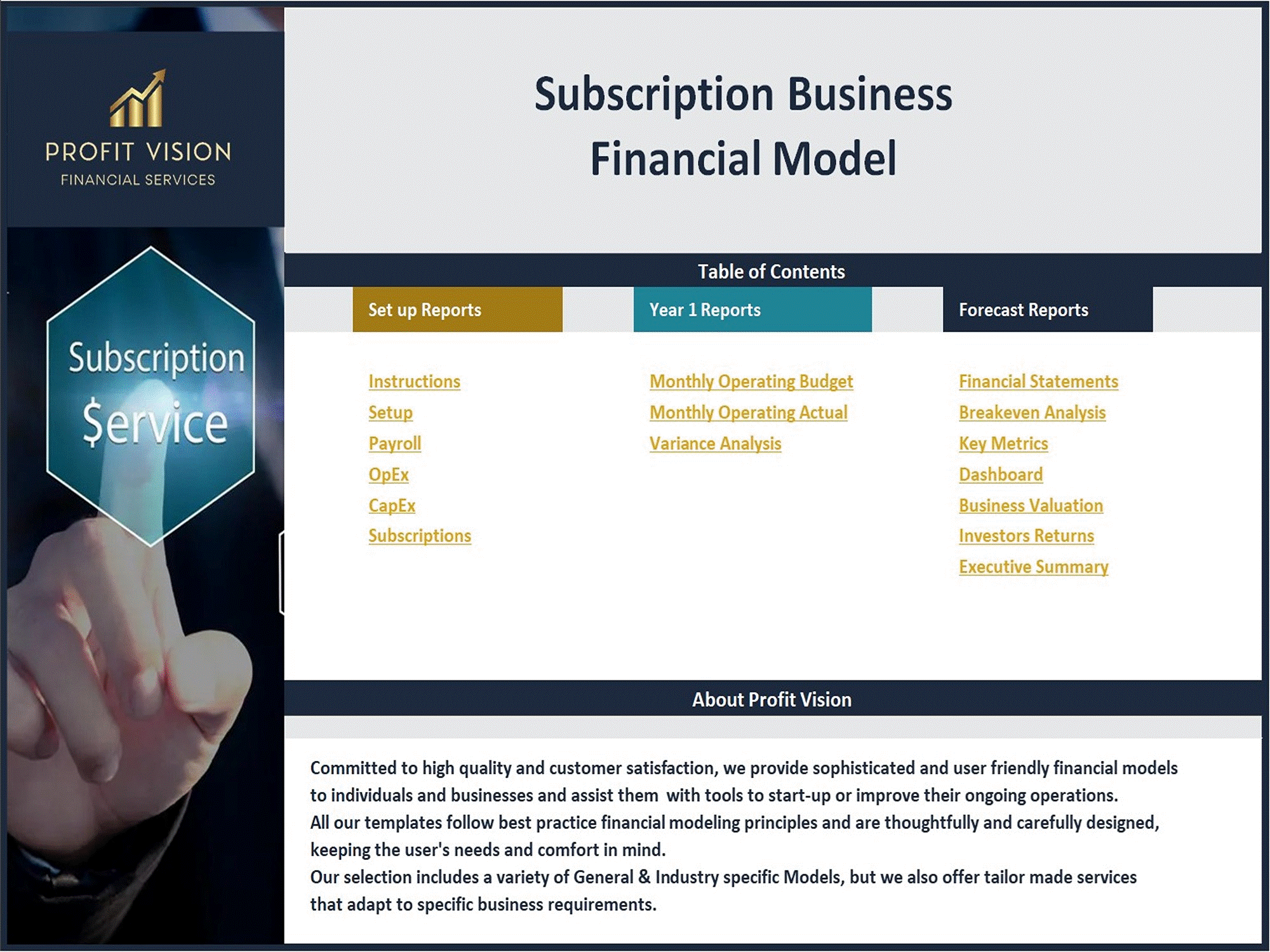 Subscription Business – 10 Year Financial Model (Excel template (XLSX)) Preview Image