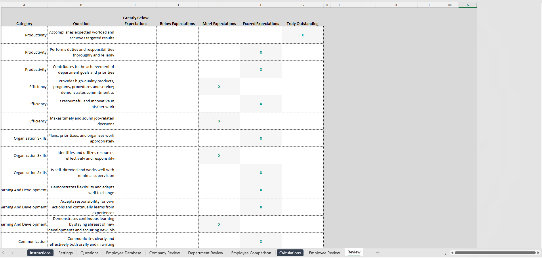 Dynamic Performance Review Excel Dashboard Template (Excel template (XLSM)) Preview Image