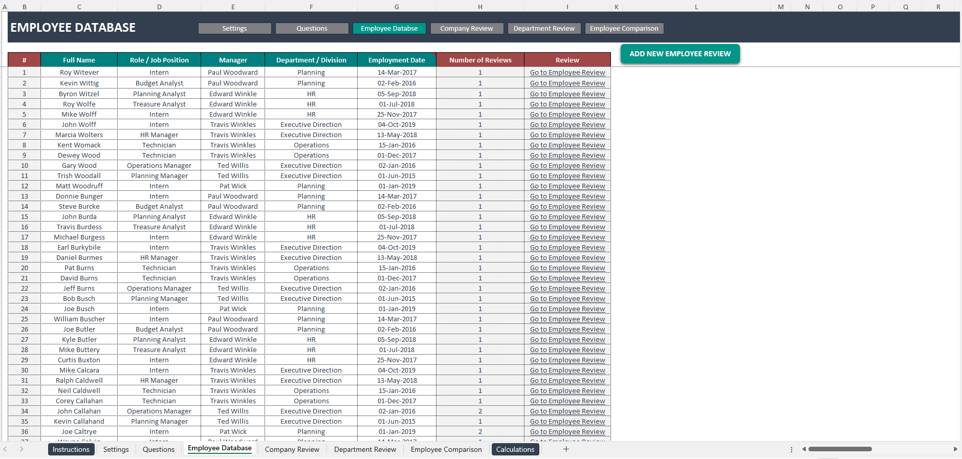 Dynamic Performance Review Excel Dashboard Template (Excel template (XLSM)) Preview Image
