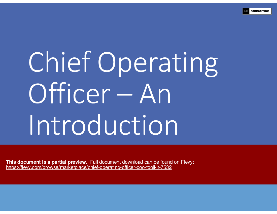 Chief Operating Officer (COO) Toolkit (390-slide PPT PowerPoint presentation (PPTX)) Preview Image