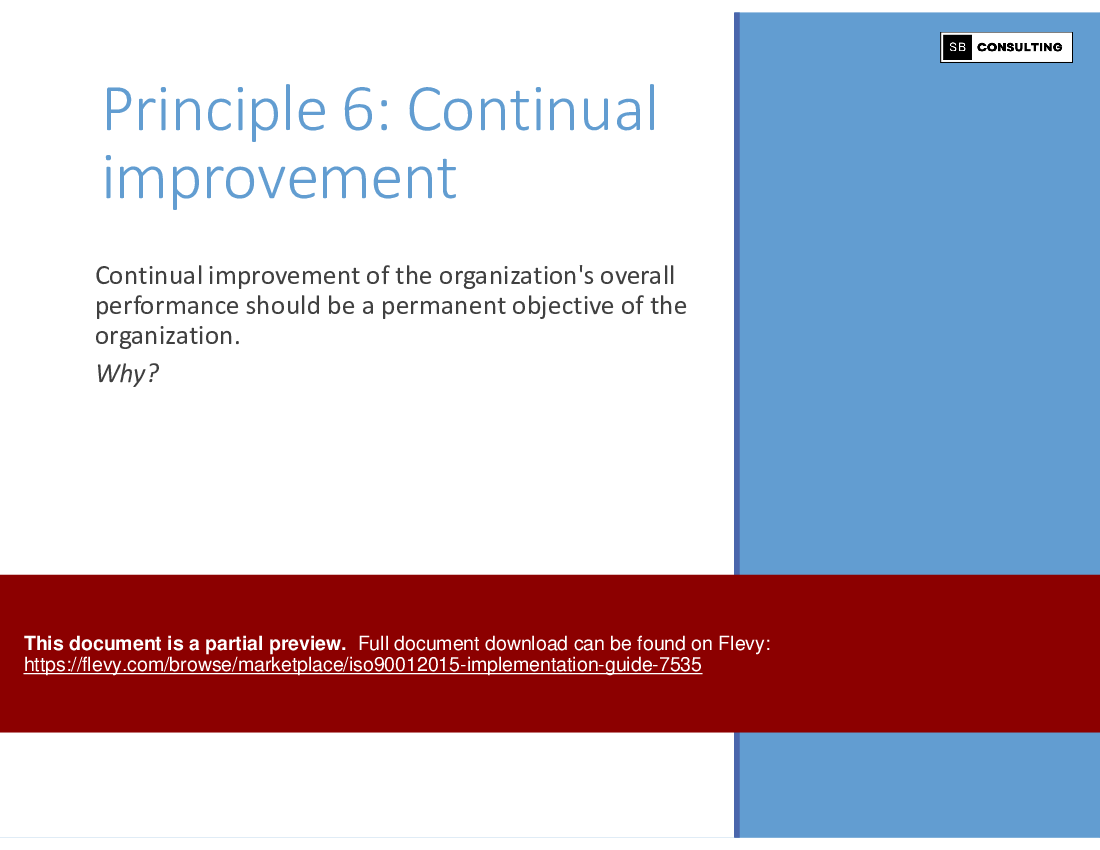 ISO 9001:2015 Implementation Guide (208-slide PPT PowerPoint presentation (PPTX)) Preview Image