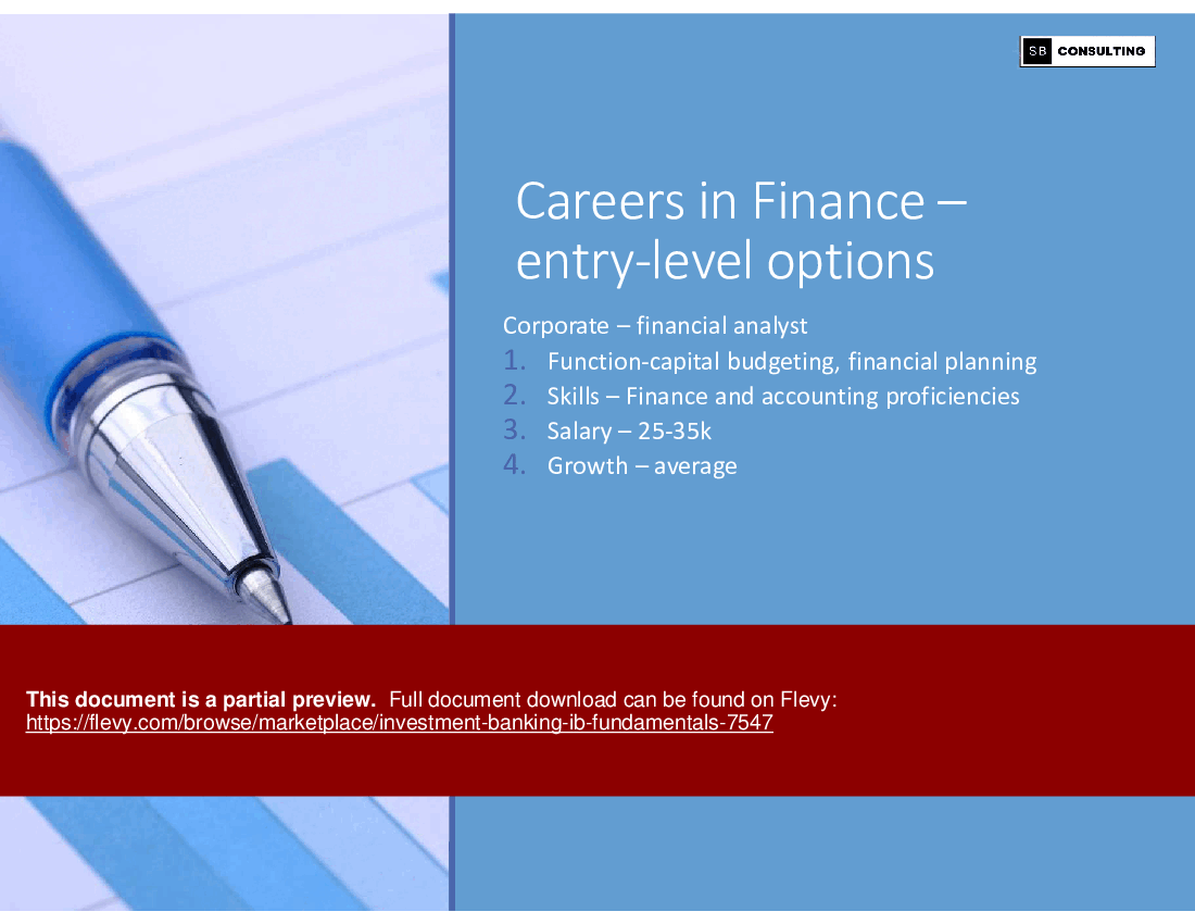 Investment Banking (IB) Fundamentals (254-slide PPT PowerPoint presentation (PPTX)) Preview Image