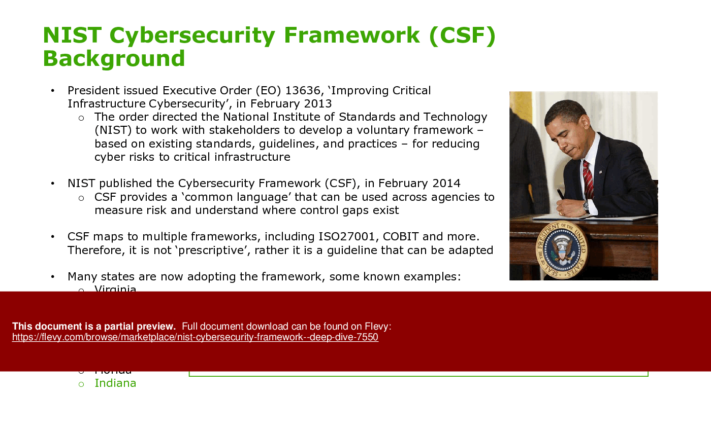 NIST Cybersecurity Framework - Deep Dive (77-slide PPT PowerPoint presentation (PPTX)) Preview Image