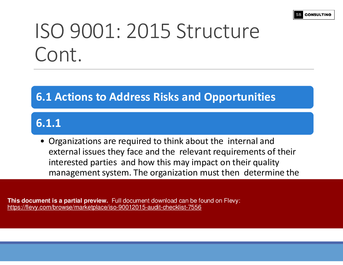 ISO 9001:2015 Audit Checklist (118-slide PPT PowerPoint presentation (PPTX)) Preview Image