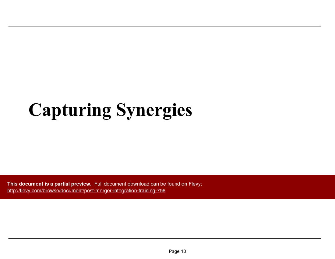 This is a partial preview of Post-merger Integration Training (131-slide PowerPoint presentation (PPT)). Full document is 131 slides. 