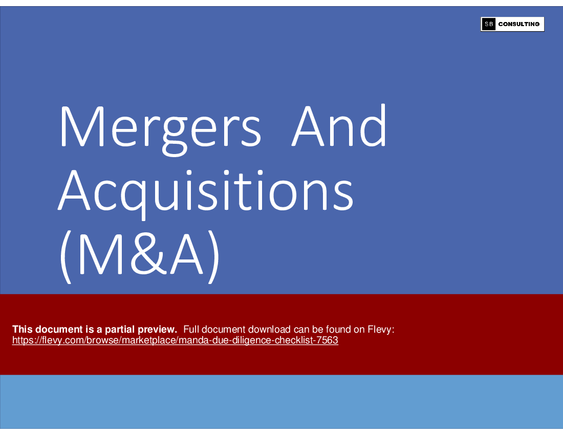 M&A Due Diligence Checklist (163-slide PPT PowerPoint presentation (PPTX)) Preview Image