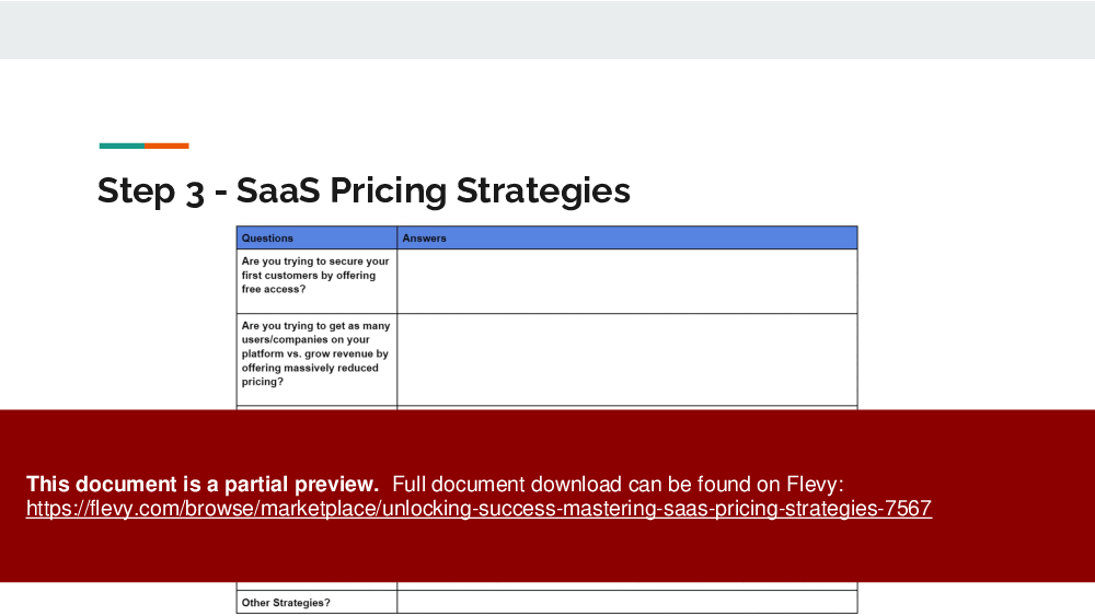 Unlocking Success: Mastering SaaS Pricing Strategies (34-page PDF document) Preview Image