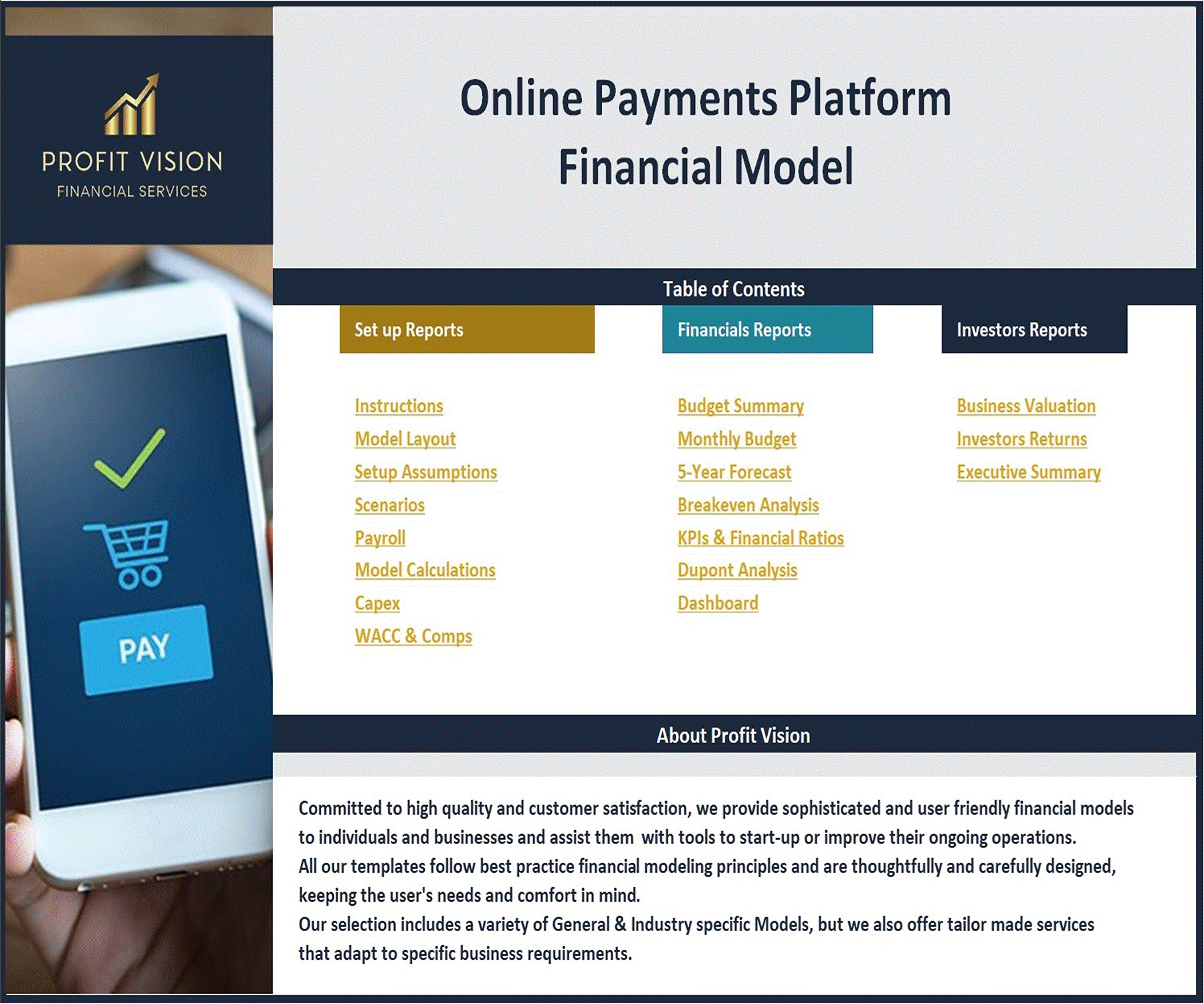Online Payments Platform – 5 Year Financial Model (Excel template (XLSX)) Preview Image