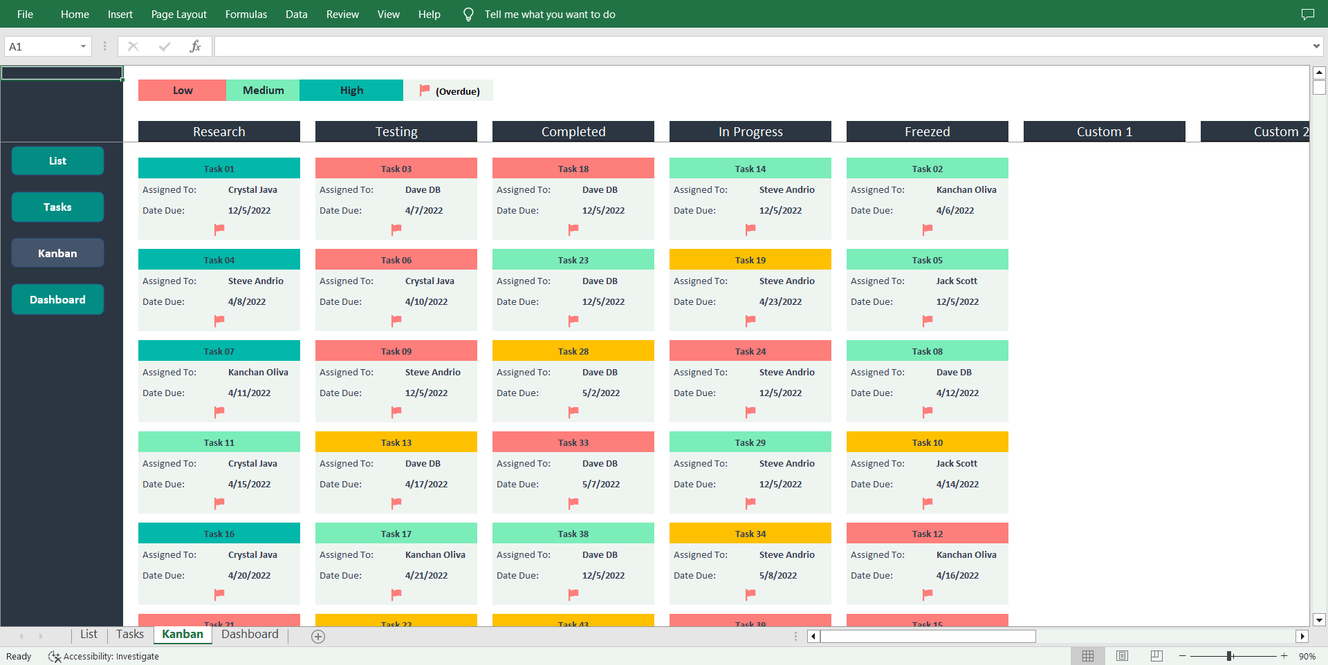 Kanban Excel Dashboard Template (Excel template (XLSM)) Preview Image