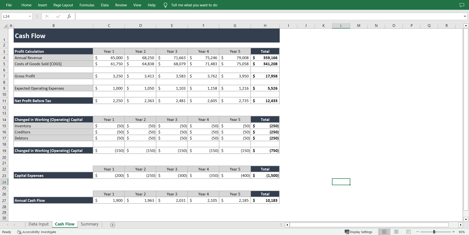 Business Valuation Spreadsheet (Excel template (XLSX)) Preview Image