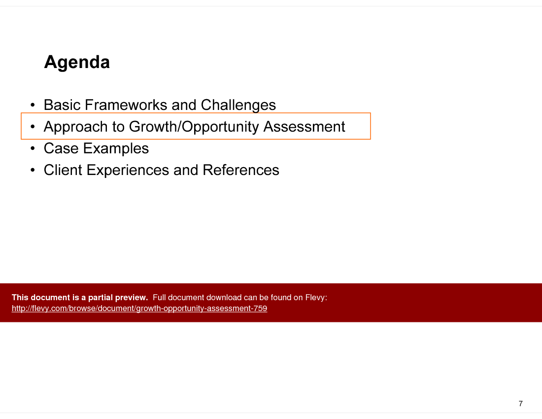 This is a partial preview of Growth Opportunity Assessment (76-slide PowerPoint presentation (PPT)). Full document is 76 slides. 