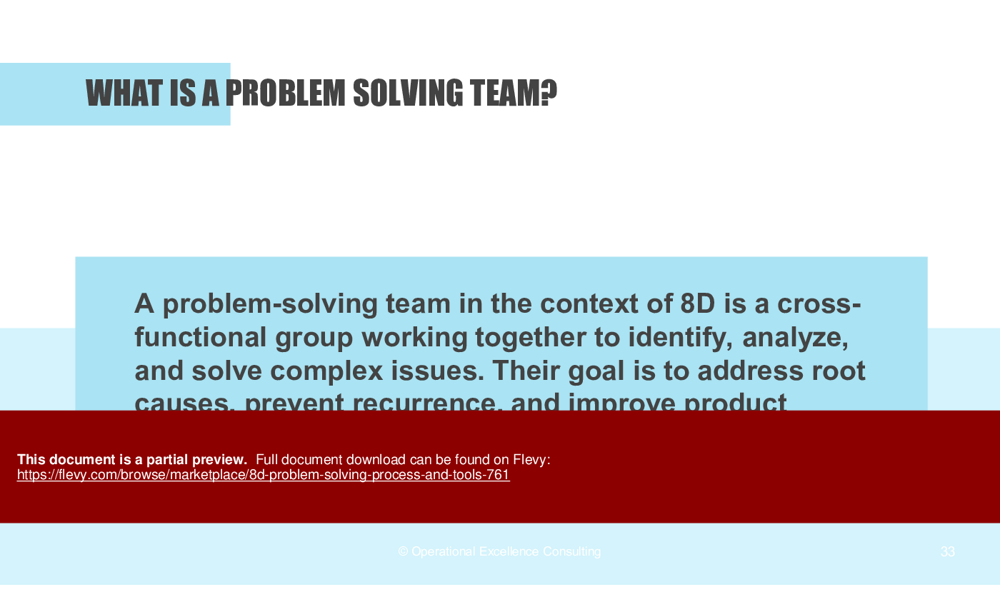 8D Problem Solving Process & Tools (256-slide PowerPoint presentation (PPTX)) Preview Image
