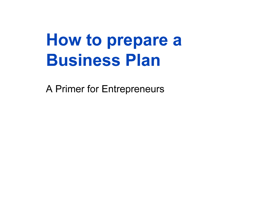 This is a partial preview of How to Prepare a Business Plan (81-slide PowerPoint presentation (PPT)). Full document is 81 slides. 