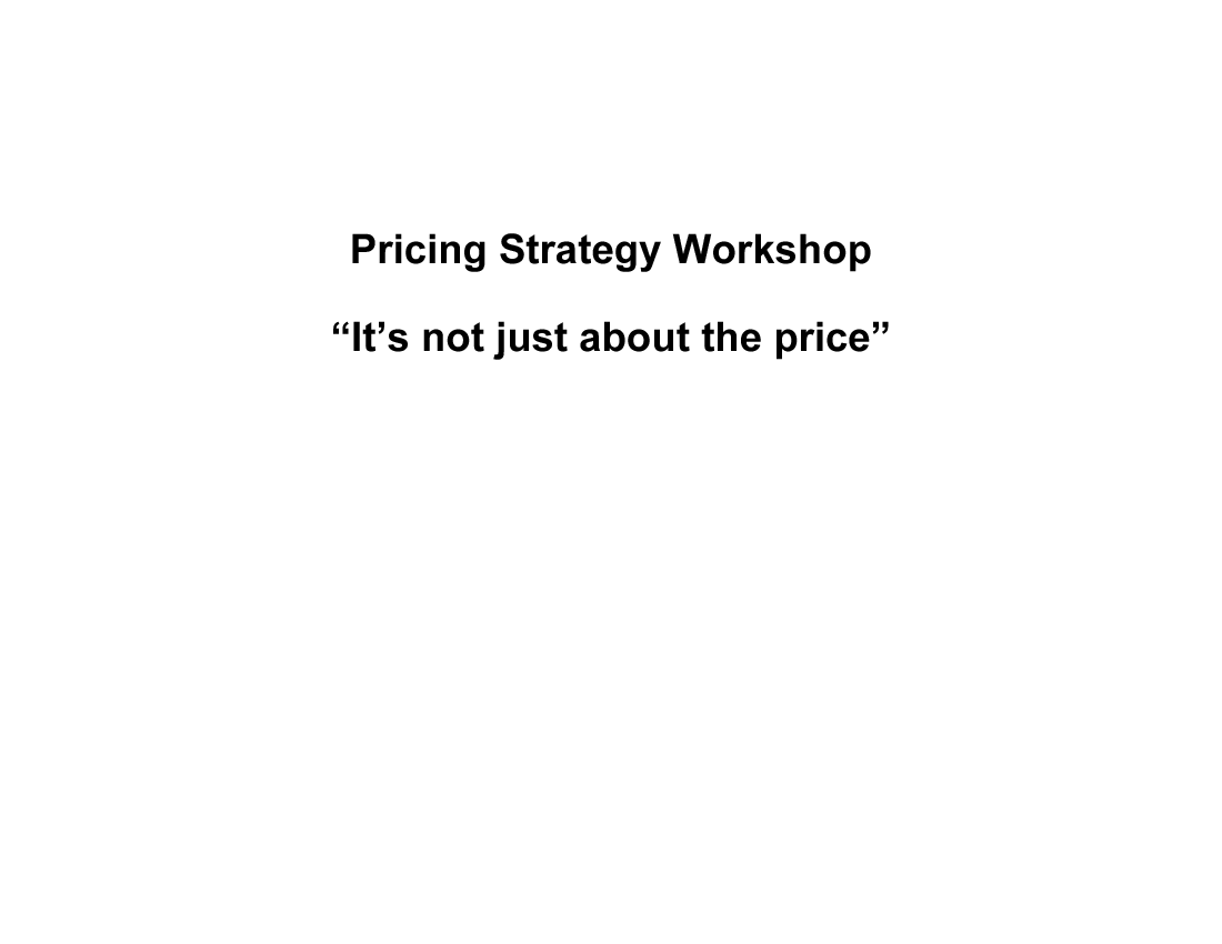 Pricing Strategy Workshop