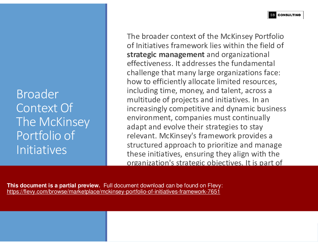 McKinsey Portfolio of Initiatives Framework (143-slide PPT PowerPoint presentation (PPTX)) Preview Image