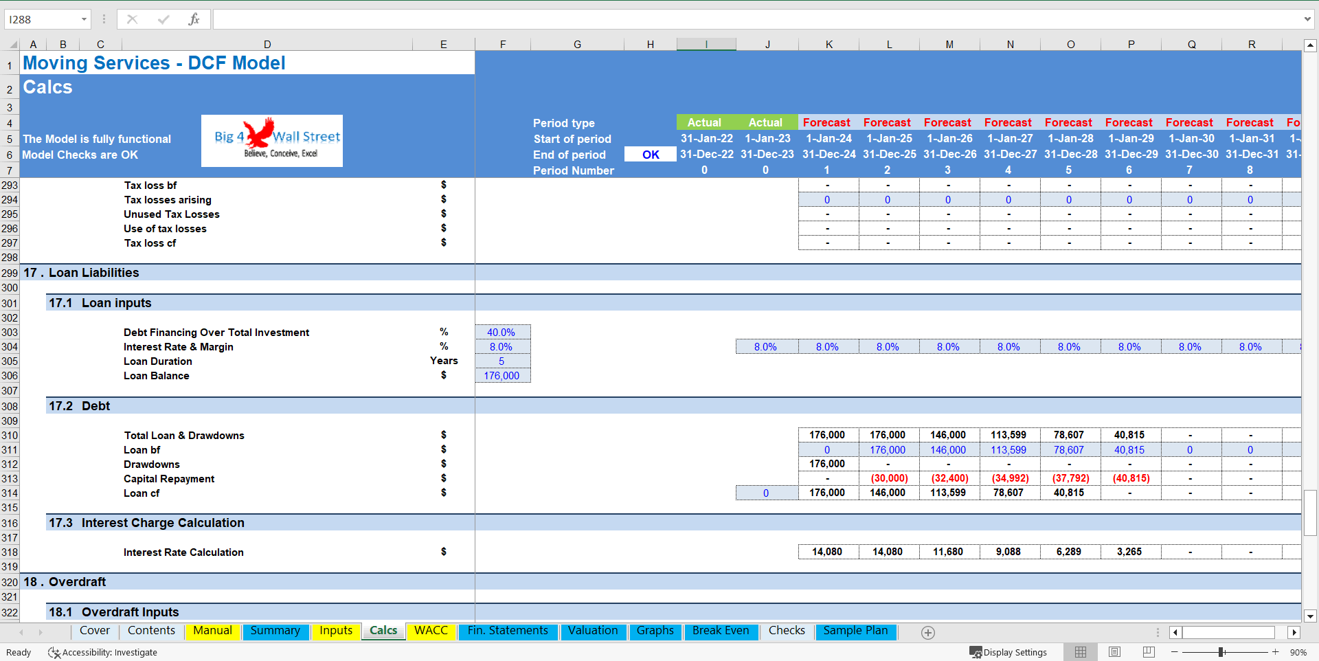Moving Services Business Financial Model (10+ Year DCF Valuation) (Excel template (XLSX)) Preview Image