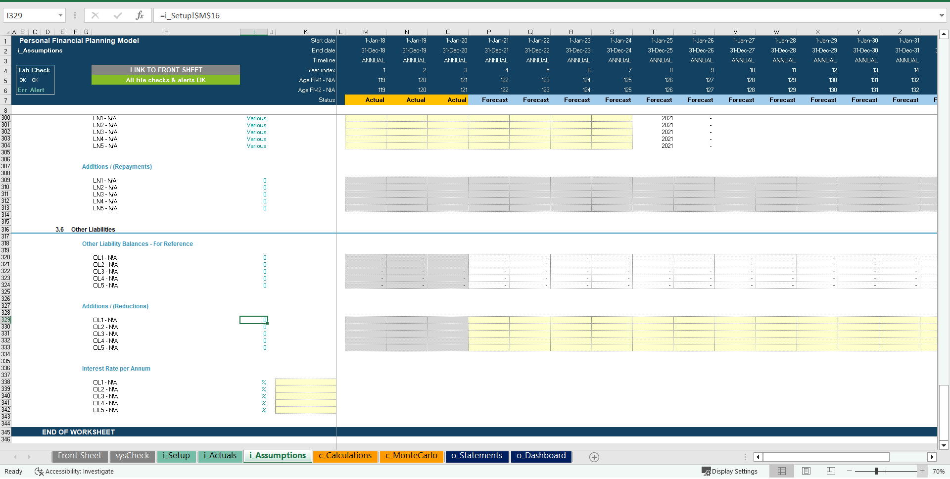 Personal/Family Net Worth Projection Model (Excel template (XLSX)) Preview Image